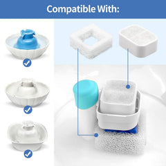 VinDox foam filters for ceramic fountain trap hair and debris.
