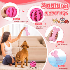 Vinsot bone chewing toy pink with soft spikes for gum massage.