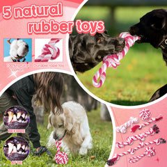 Vinsot rope ball toy pink ideal for fetch and teething massage.