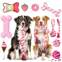 Vinsot large dog chew toys pink set for aggressive chewers, promotes active play.