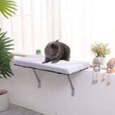 VIPACE cat window perch with plush gray cover offers cozy lounging in sunlight.