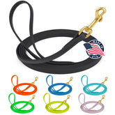 Viper Biothane dog leash 20ft in black, durable tracking and training companion.