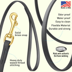 Viper Biothane leash brass snap close-up, rust-resistant hardware for reliable work.