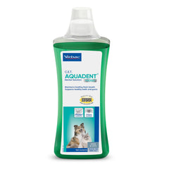 Virbac C.E.T. Aquadent Fr3sh dental solution bottle for easy pet care.
