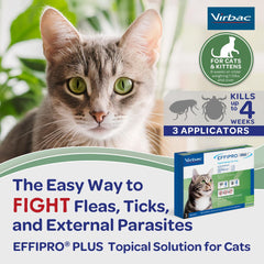Virbac EFFIPRO Plus cat-application shot illustrating simple at-home use.