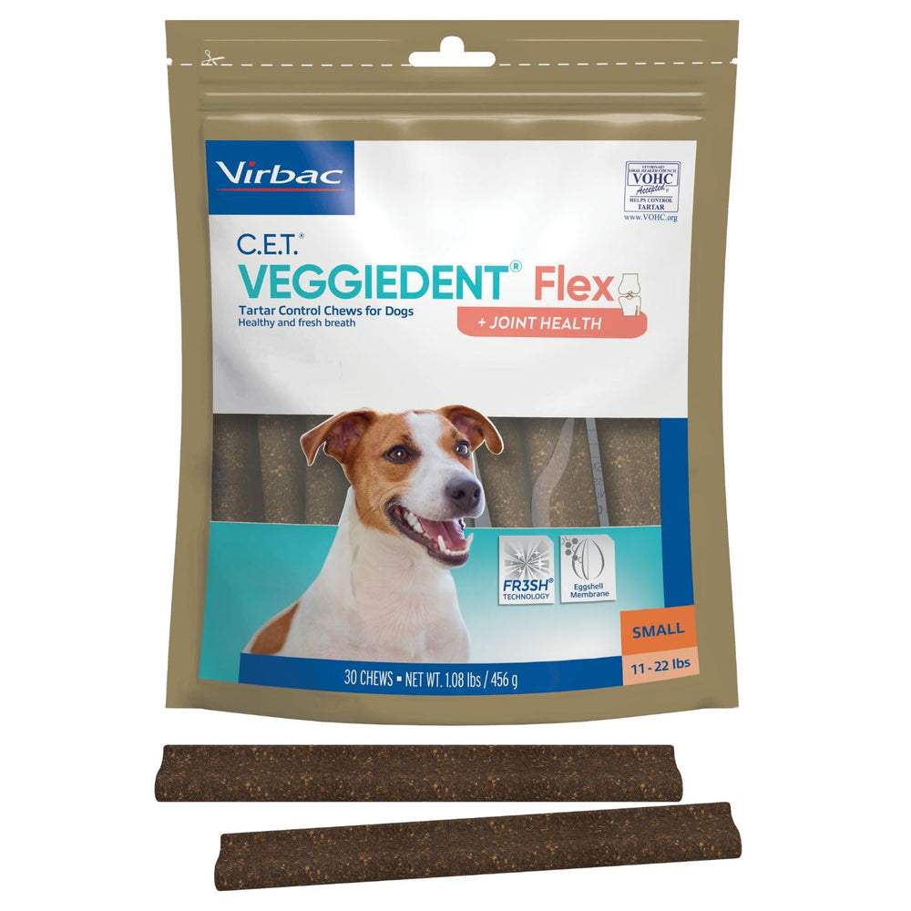 Virbac VeggieDent Flex small dog chew front view supports oral cleanliness and breath freshness
