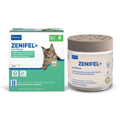 Virbac Zenifel gel diffuser close-up promotes calm with pheromones for anxious cats.