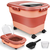 Viretec dog food container collapsible for adaptable storage and convenience