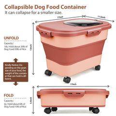 Viretec dog food container with wheels on and off for flexible movement
