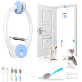 Virgooer interactive cat toy hanging from a door frame to entertain indoor cats.