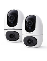 VIRTAVO XD1 indoor camera dual-lens view for complete room coverage and pet monitoring.