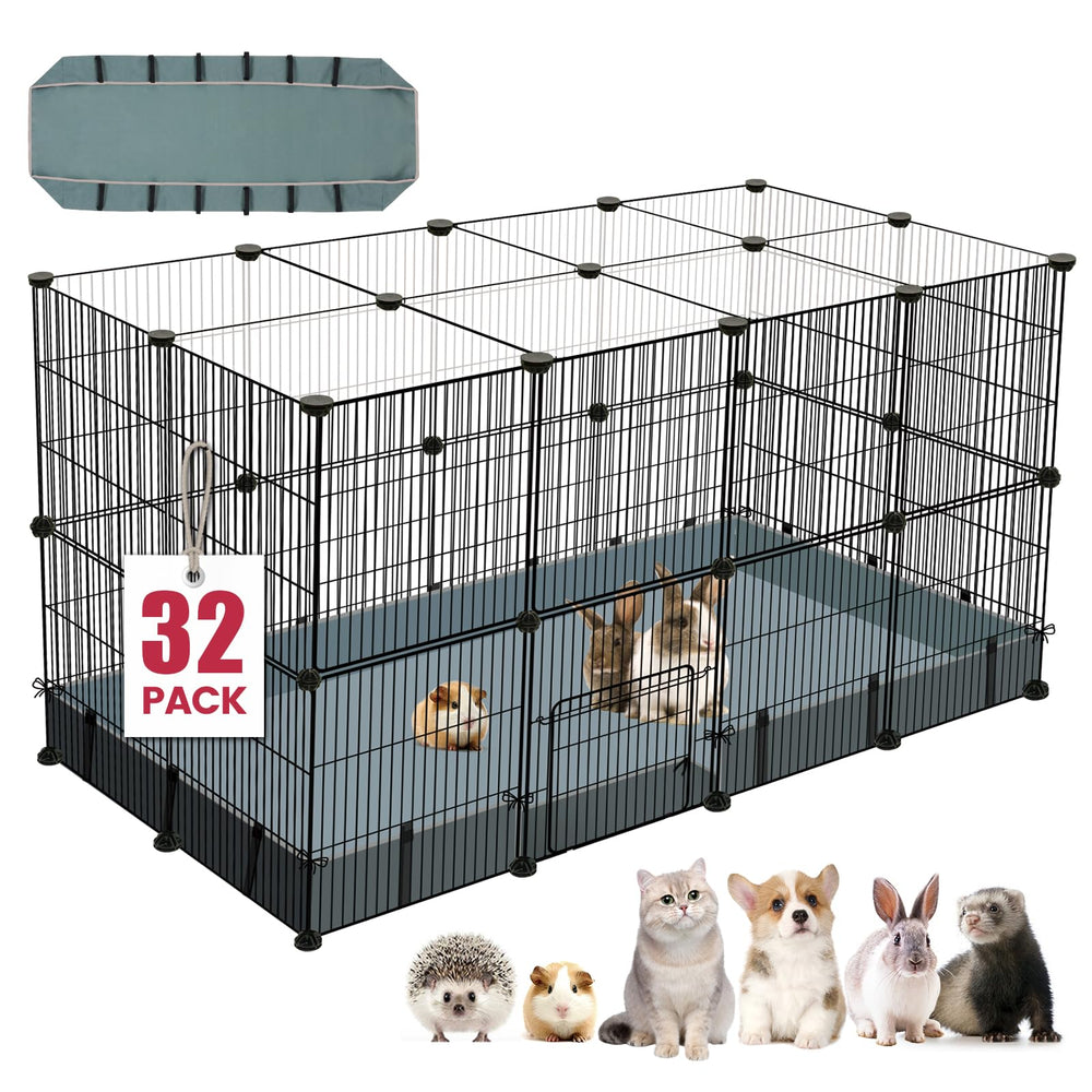VISCOO 32-panel playpen assembled for spacious indoor play