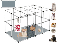 VISCOO 32-panel playpen front view showing spacious indoor setup for small pets