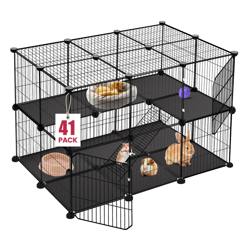 VISCOO 41-panels playpen assembly shows a sturdy enclosure for small pets.