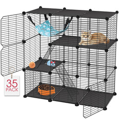 VISCOO Cat Cage shows a 3-tier catio with accessible doors for easy interaction.