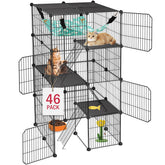 VISCOO cat cage 4-tier enclosure with ramps for safe climbing and exploration.