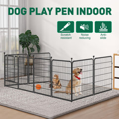 VISCOO dog playpen assembly steps show tool-free setup for stress-free assembly