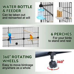 VISCOO Encrypted Bird Cage with wooden perches for natural grip