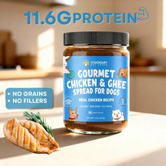 Visionary Pet Foods Chicken Meat Spread on a lick mat supports engaging, mess-free feeding.