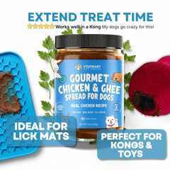Visionary Pet Foods Chicken Meat Spread meal topper adds flavor to meals.
