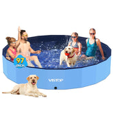 VISTOP Jumbo Foldable Dog Pool side view; sturdy shell for durable pet bathing.