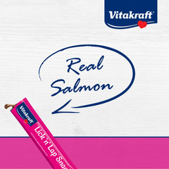 Vitakraft Lick 'N' Lap serve by hand option with real salmon flavor.
