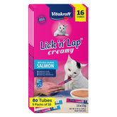 Vitakraft Lick 'N' Lap tube closeup, convenient single-serve portions for fresh, mess-free treats.