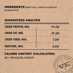 Single-protein Vital Essentials beef tripe nibs for picky dogs.
