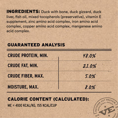 Vital Essentials crumble and rehydrate duck soft nibs to boost moisture and aroma