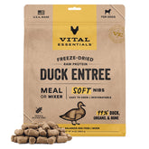 Vital Essentials Duck Soft Nibs bowl: a protein-rich option dogs may enjoy at mealtime