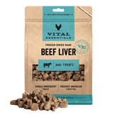 Vital Essentials freeze-dried beef liver treat close-up, high-protein bite for active dogs.