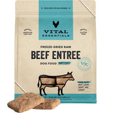 Vital Essentials freeze-dried beef patties packfront showing high-protein dog food option