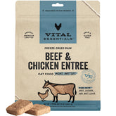 Vital Essentials freeze-dried cat food beef-chicken mini patties for lean muscles and energy