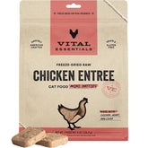 Vital Essentials freeze dried cat food mini patties in a bowl for quick meals.