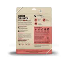 Close-up of Vital Essentials chicken mini patties showing texture and protein.