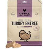 Vital Essentials turkey mini patty close-up showing a high-protein bite for active cats