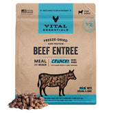 Vital Essentials freeze-dried beef mini nibs packaging highlights premium protein