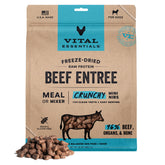 Vital Essentials freeze-dried beef mini nibs in a bowl, high-protein nutrition.