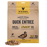 Vital Essentials freeze-dried duck mini nibs bag front; high-protein daily meals.