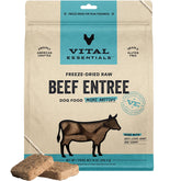 Vital Essentials freeze-dried raw beef mini patties bag β high-protein option for active dogs.
