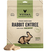 Vital Essentials freeze dried rabbit mini patties in bowl for a complete meal option