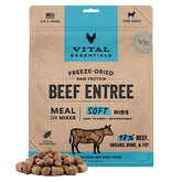 Vital Essentials Freeze Dried Soft Nibs beef chunks in a bowl offer protein-packed meal