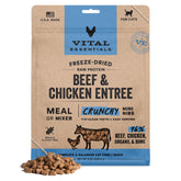 Vital Essentials freeze-dried cat nibs packaging highlighting USA-sourced protein