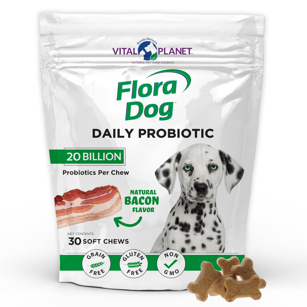 Vital Planet Flora Dog Probiotics powder canister supports daily gut balance