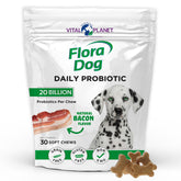 Vital Planet Flora Dog Probiotics powder canister supports daily gut balance