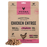 Vital Essentials freeze-dried cat food mini nibs pack close-up showing crisp, protein-packed texture.