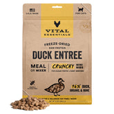 Vital Essentials freeze-dried duck cat food mini nibs bag shows premium protein