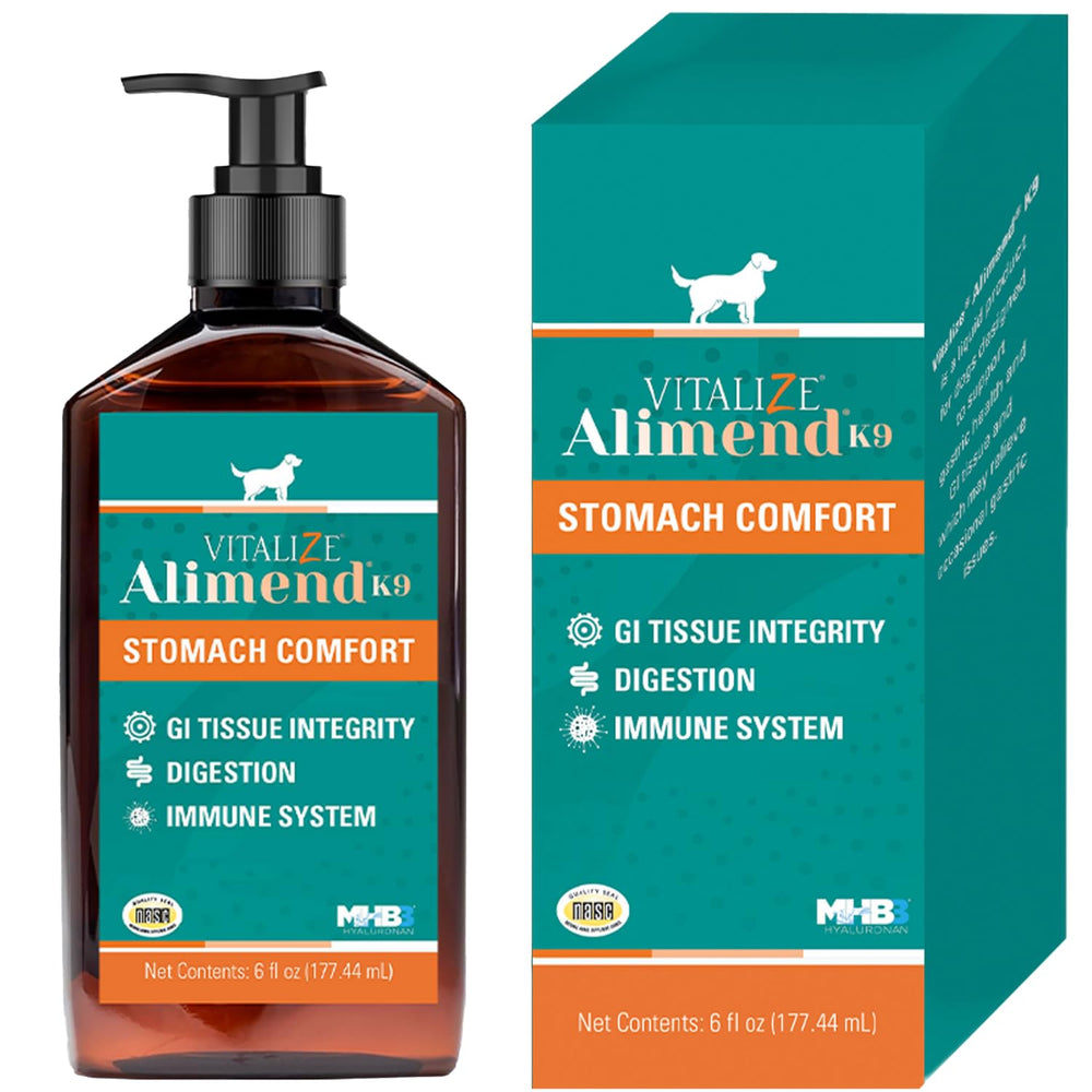 Vitalize Alimend K9 bottle-front displays natural digestive support for dogs