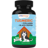Vitamatic Turmeric for Dogs bottle front showing palatable joint-support chews