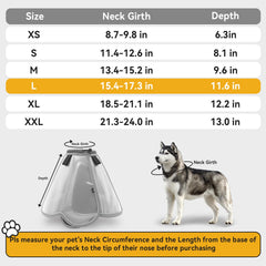 Vithael dog cone adjustable hook-and-loop delivers a secure, customizable fit.